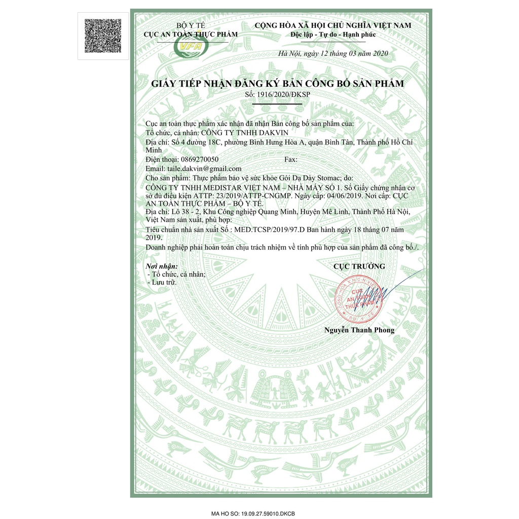 Gel Dạ Dày Stomac An Gia Hưng Hộp 20 túi