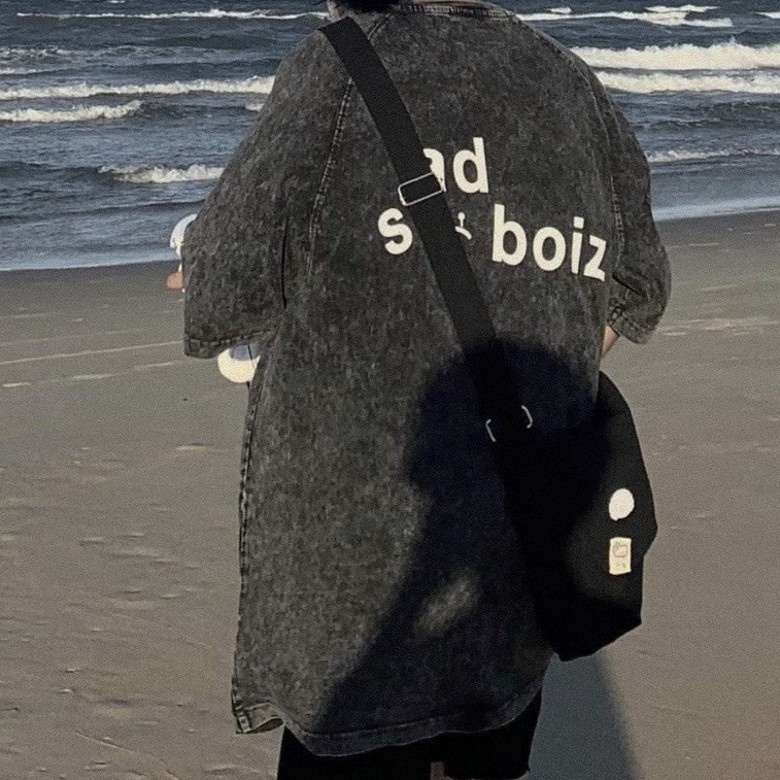 Áo thun trơn tay lỡ Sad Boiz DUSTY SIGNATURE Sad Boy phông Unisex form rộng oversize Ulzzang - Gin Store