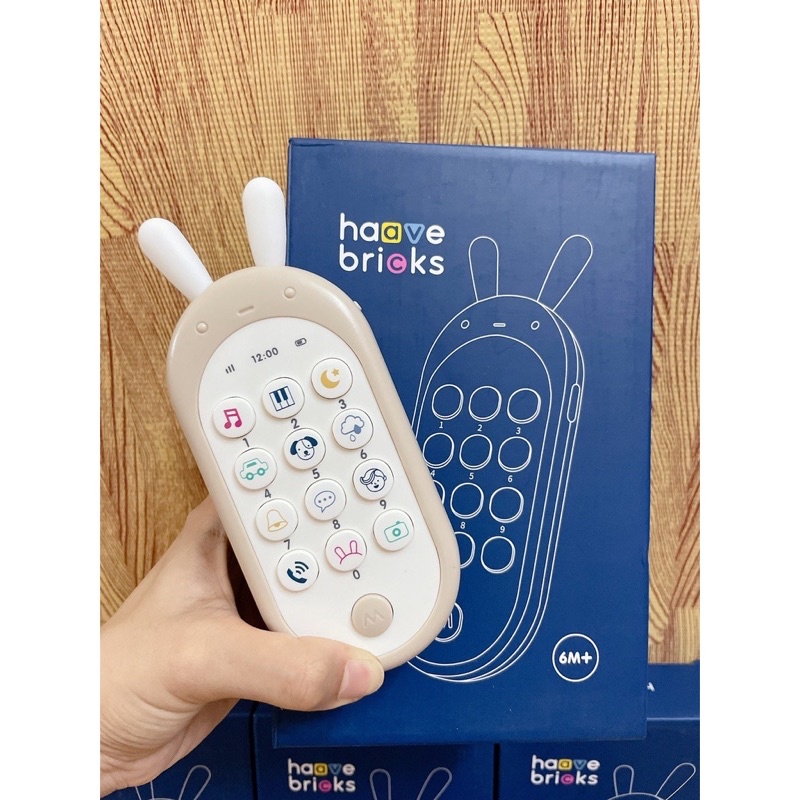 Điện thoại đồ chơi Haave Bricks Baby Rabbit tai thỏ Hàn Quốc - Quà tặng 1/6 cho bé - SHOP MẸ MIN