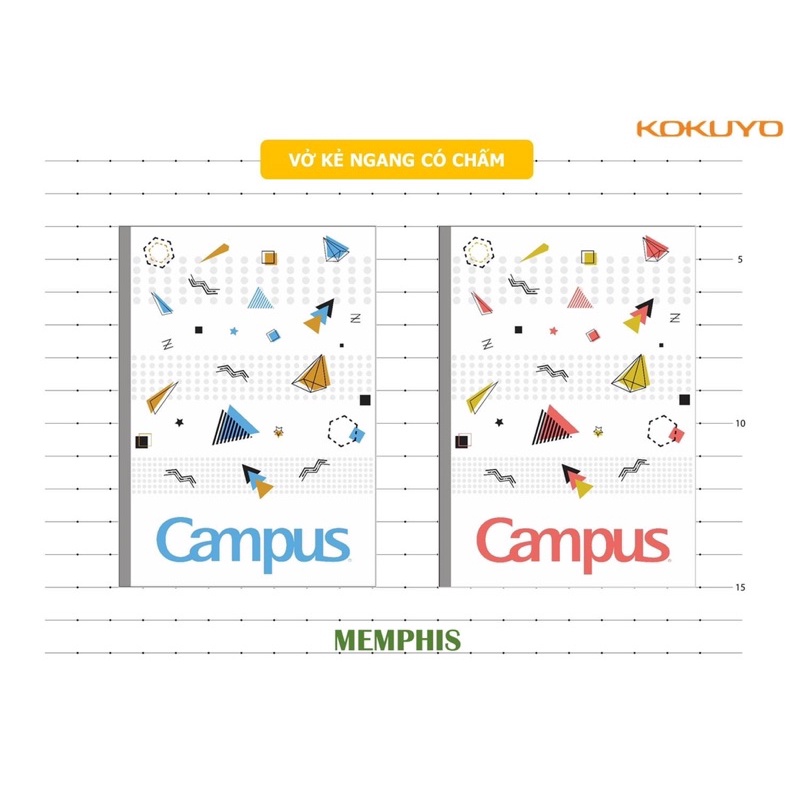 Vở Memphis B5 Kẻ Ngang Có Chấm 200 Trang ĐL 58-65g/m2 - Campus NB-BMEP200