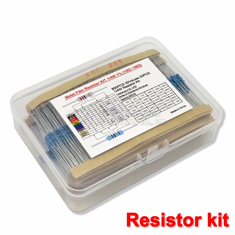 Bộ 600 Điện Trở Màng Kim Loại 30Values * 20 Cái 1% 1 / 4W Chống Xước