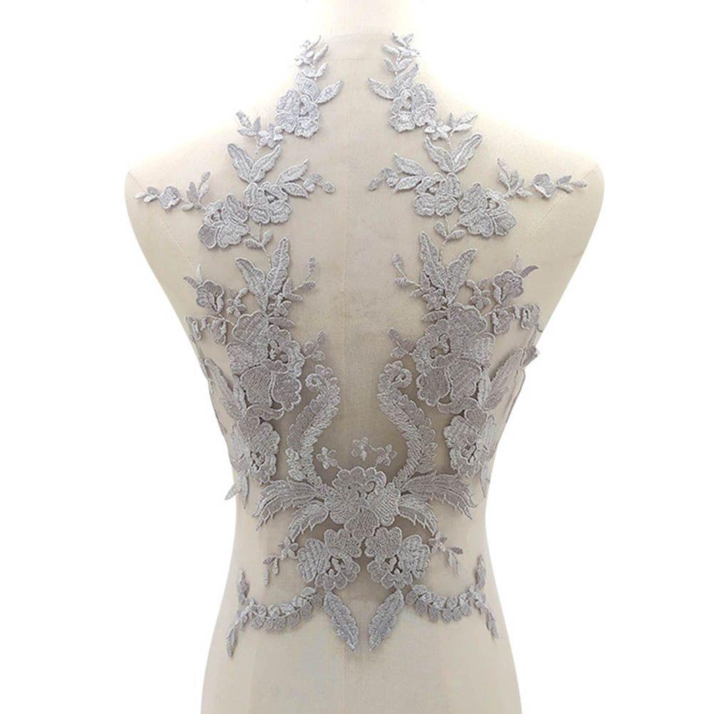 Vải Ren Polyester Thêu Hoa Thủ Công Phụ Kiện May Cổ Áo Sau Lưng Cho Cô Dâu