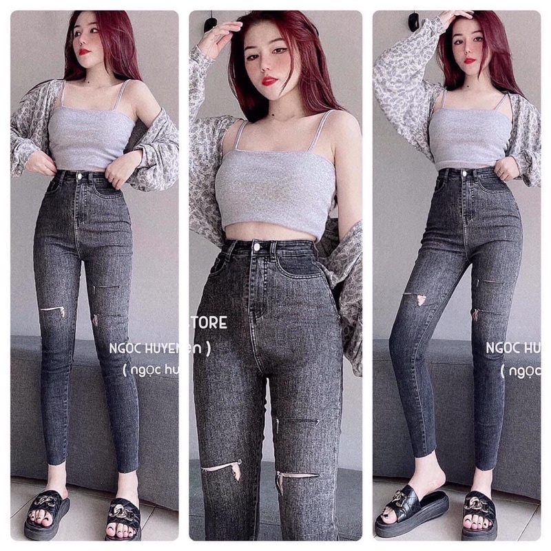 Quần ôm jeans loang co giãn[ ảnh thật]