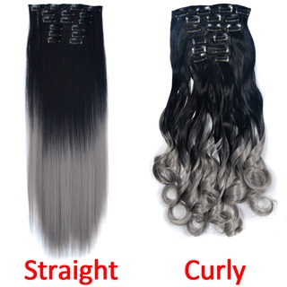 Bộ tóc giả WIGSIN nối dài tóc thẳng/ xoăn màu ombre có 16 kẹp tiện lợi