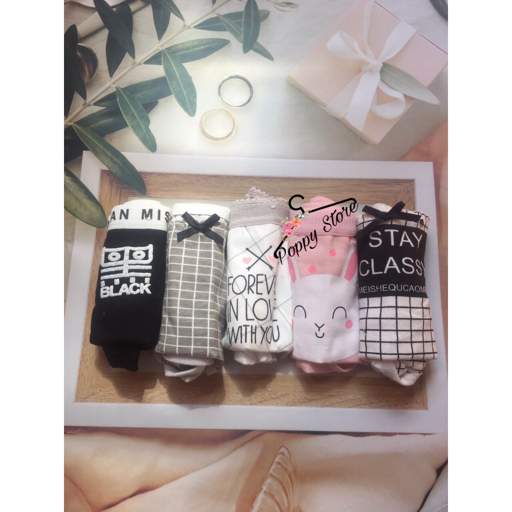 Quần lót nữ ⚠️Mã AT45 / CHE TÊN SẢN PHẨM ⚠️ Combo 5 Quần lót mềm mịn chất liệu cotton, thấm hút, co giãn 4 chiều