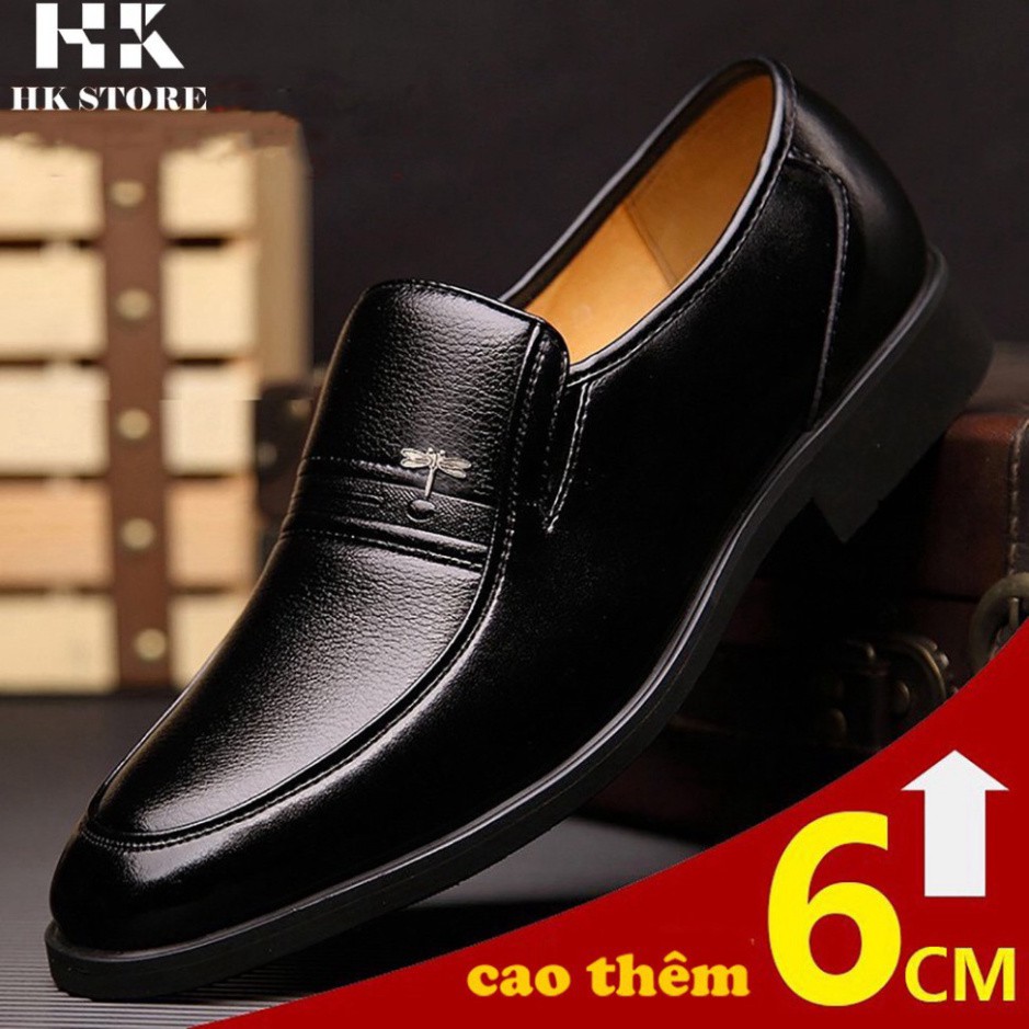 GIÀY DA NAM TRUNG NIÊN  💖 HK.STORE💖 da bò xịn hàng đẹp tăng chiều cao thêm 6cm kết hợp quần áo siêu đẹp