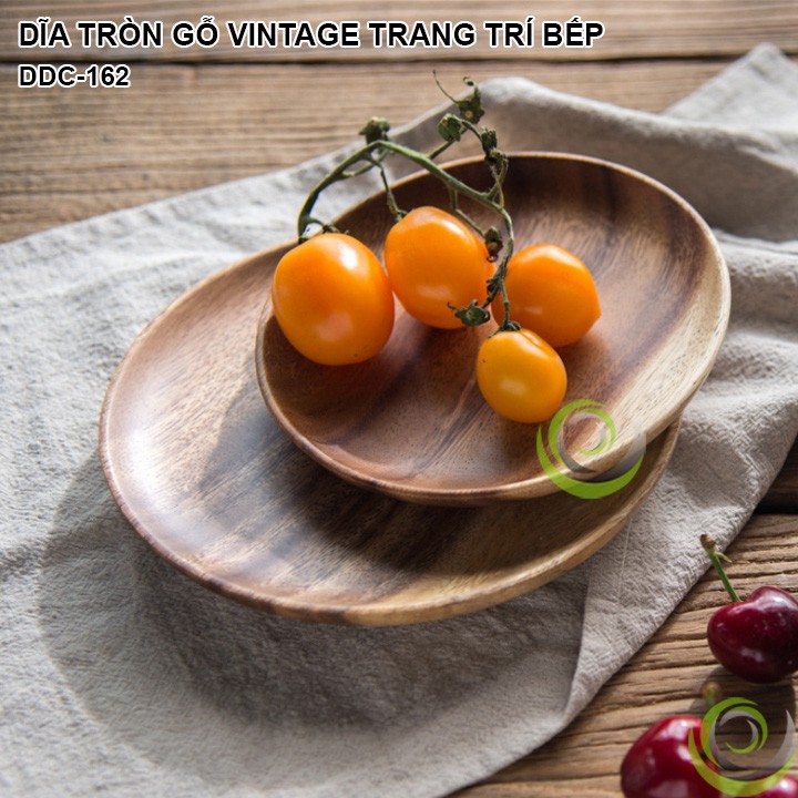 DĨA TRÒN GỖ DƯƠNG HÒE TỰ NHIÊN NHẬT BẢN VINTAGE TRANG TRÍ BẾP ĐẠO CỤ CHỤP ẢNH SẢN PHẨM INS DDC-162