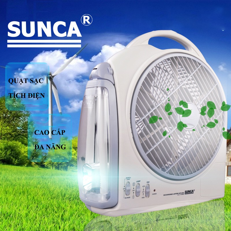 Quạt Tích Điện Sunca Đa Năng Model 2020 Dùng Tới 8h Liên Tục Hàng chính hãng Bảo Hành 6 Tháng