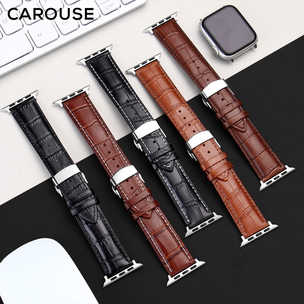 Dây đeo bằng da thật thích hợp cho đồng hồ Apple Watch Series 5/ 4/ 3/ 2 (38Mm/ 42mm)/ Iwatch 40mm/ 44mm