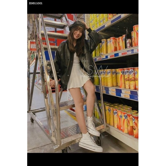 ÁO KHOÁC DA FORM RỘNG