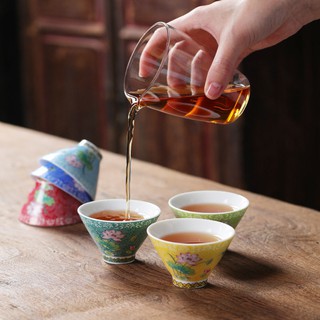Bộ 6 chén uống trà gốm cảnh đức