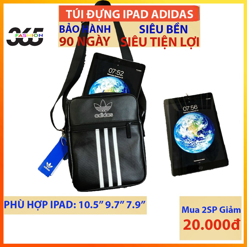 ♥️[SIÊU BỀN]B156 Túi Đeo Chéo Size Trung Đựng Ipad 10.5-9.7 - 7.9 inch, Da Silimi Công Ty - Màu đen logo 3 kẻ trắng