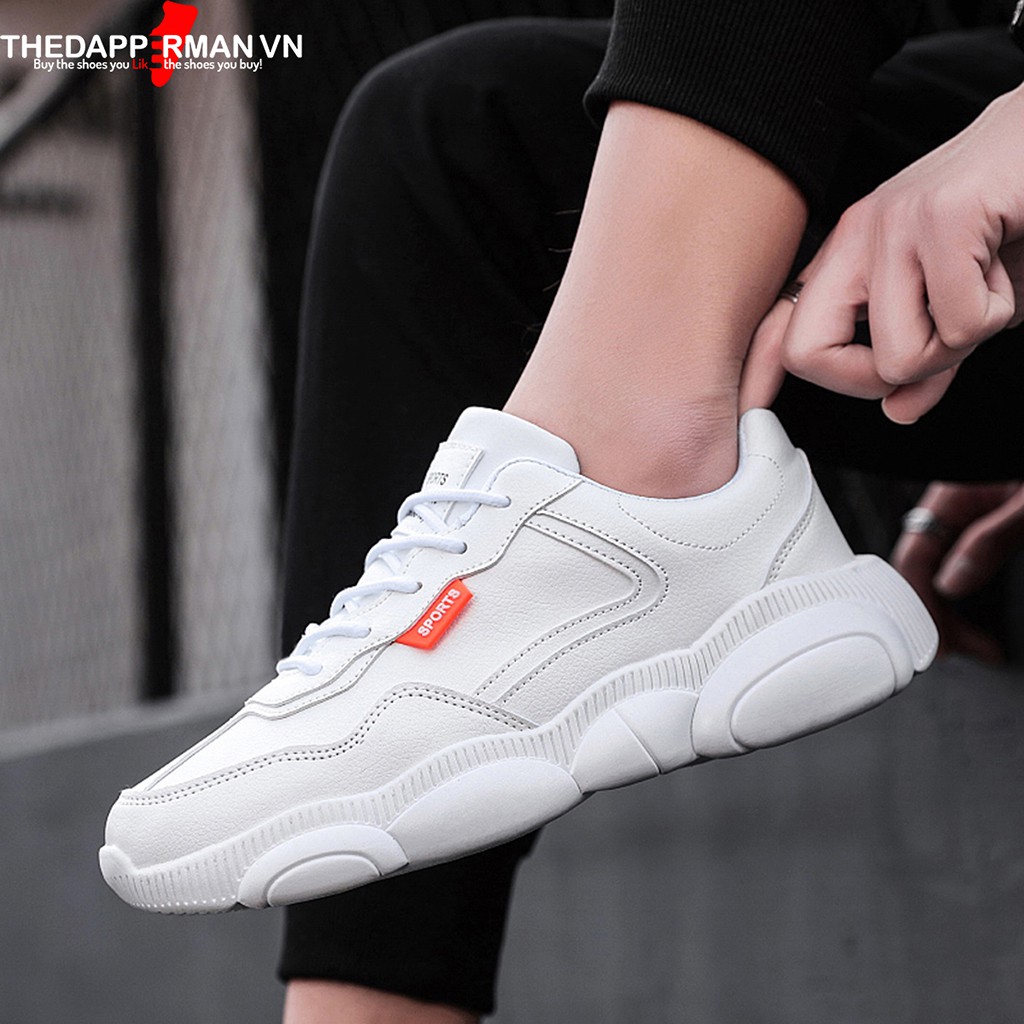 Giày sneaker nam thể thao THEDAPPERMAN XXD001 chất liệu da, đế cao su nhiệt dẻo, êm chân, chống trơn trượt, màu trắng