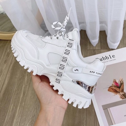 Sneaker độn đế gót nẹp kim siêu chất