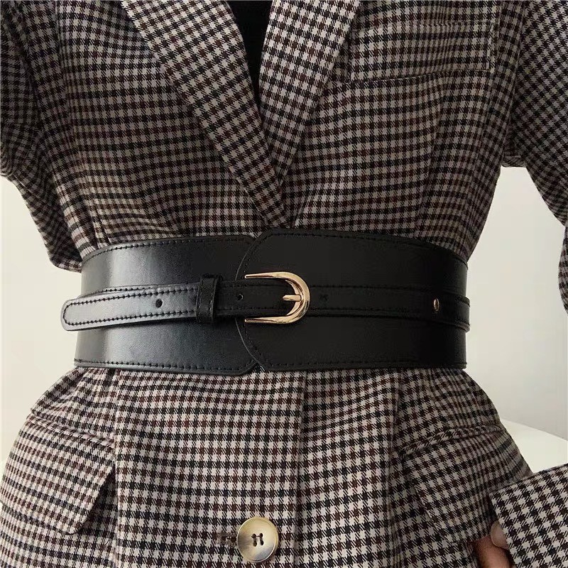 Thắt lưng Váy Bản To Sang Chảnh ĐV011 Sim sim shop - Đai váy Da to 7.5cm khóa vàng