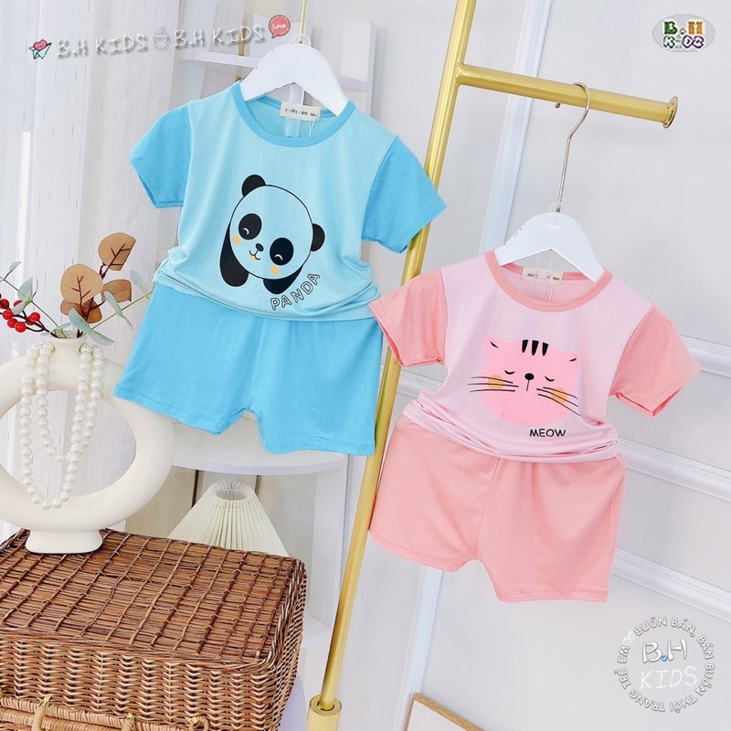 Bộ cộc thun lạnh phối màu Minky mom bé trai/bé gái(8-16kg)