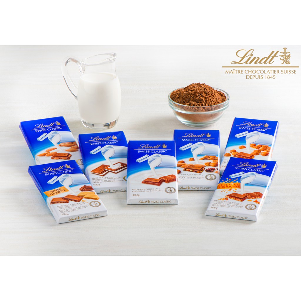 (20 vị) Chocolate Lindt Excellence & Swiss Classic thanh 100gr