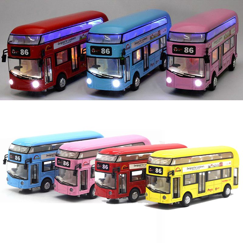 Double-Decker Tour London City Bus Pull Back Car Kid Toy Bus Model Toys