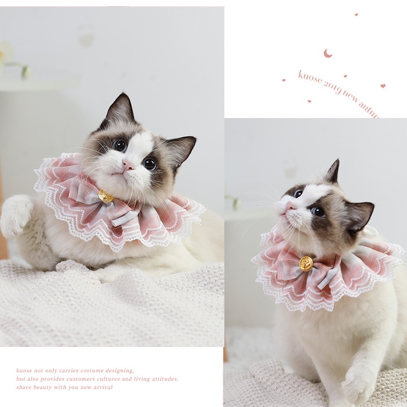 Khăn Choàng Cổ Đính Nơ Họa Tiết Sọc Caro Dành Cho Thú Cưng