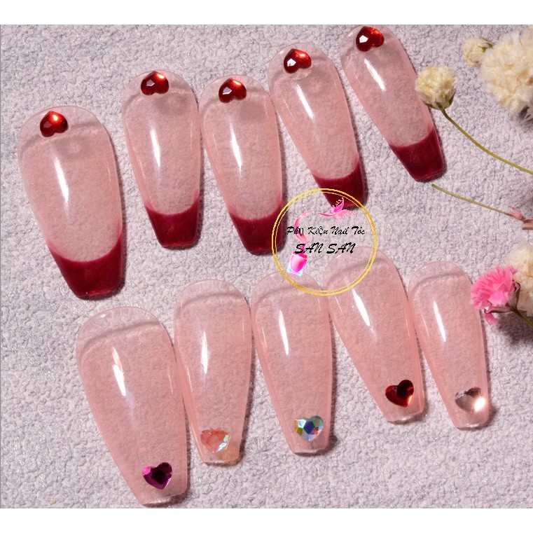 (Ảnh Thật) Set 5 viên Đá Tim Mini Trang Trí Móng