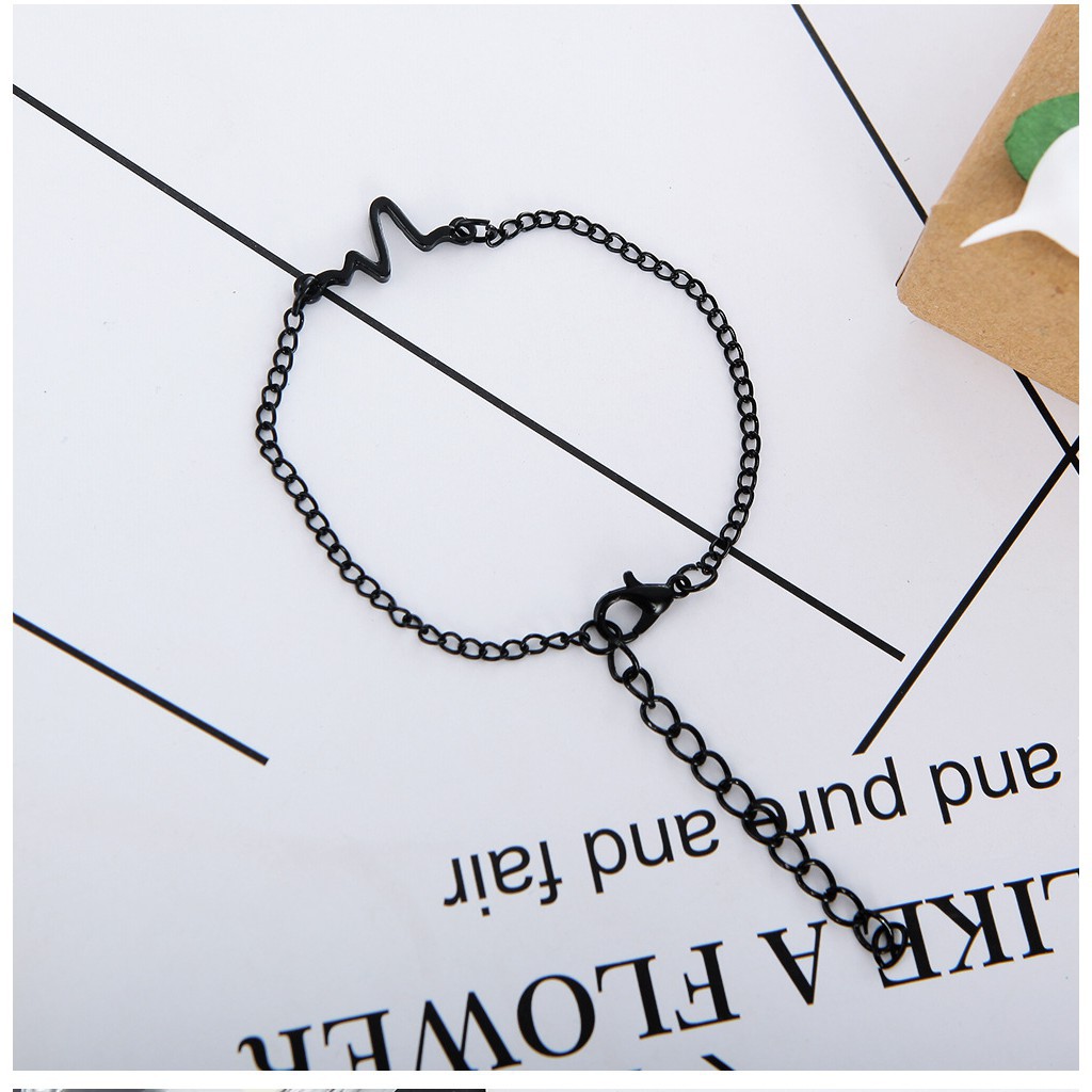 Đơn giản ECG Hình Lightning Couple Heartbeat Bracelet
