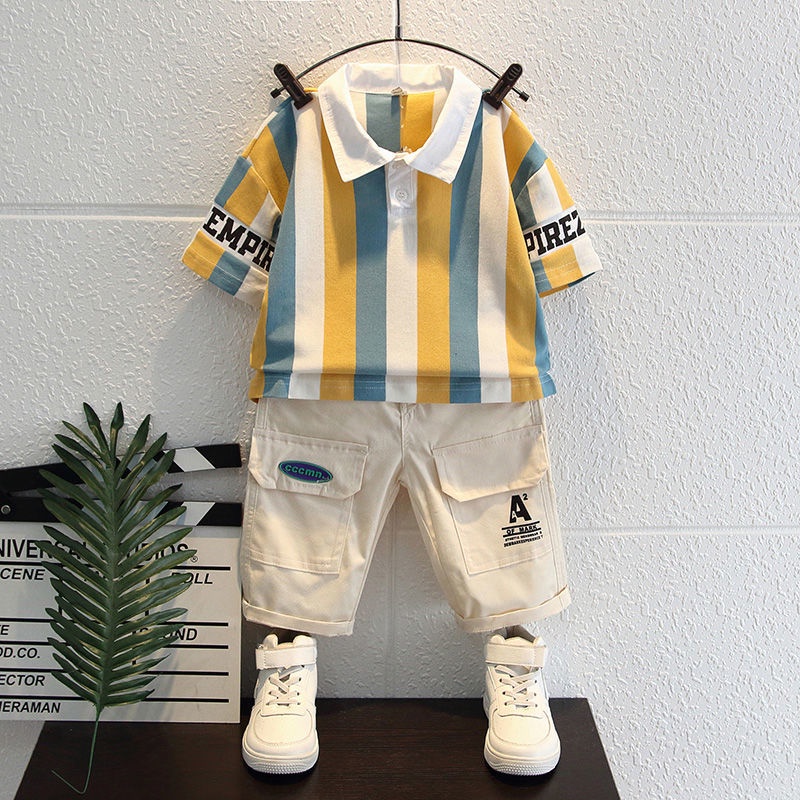 Áo polo 100% Cotton Tay Ngắn Họa Tiết Kẻ Sọc Thời Trang Mùa Hè Dành Cho Bé 2022