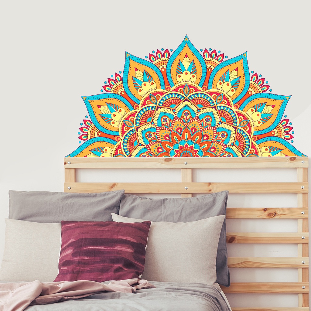 Miếng Dán Tường Bằng PVC Họa Tiết Hoa Mandala Nhiều Màu Sắc Kích Thước Lớn Có Thể Tháo Rời Trang Trí Phòng Cho Bé
