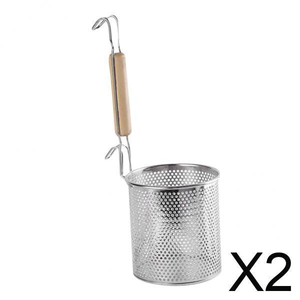 [COLAXI]2xKitchen Pasta Noodles Strainer, Stainless Steel, Deep Fry Basket 16cm