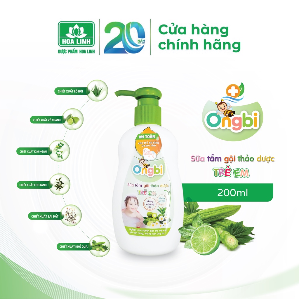 Sữa tắm gội thảo dược trẻ em Ongbi 200ml - An toàn cho trẻ sơ sinh và trẻ nhỏ