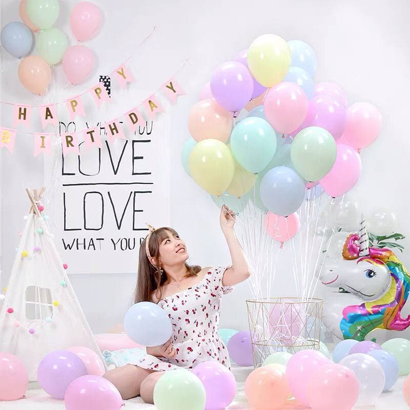 10 quả bóng bay pastel macaron màu hàn quốc trang trí sinh nhật 10 inch HAPPYKID CB10PASTEL