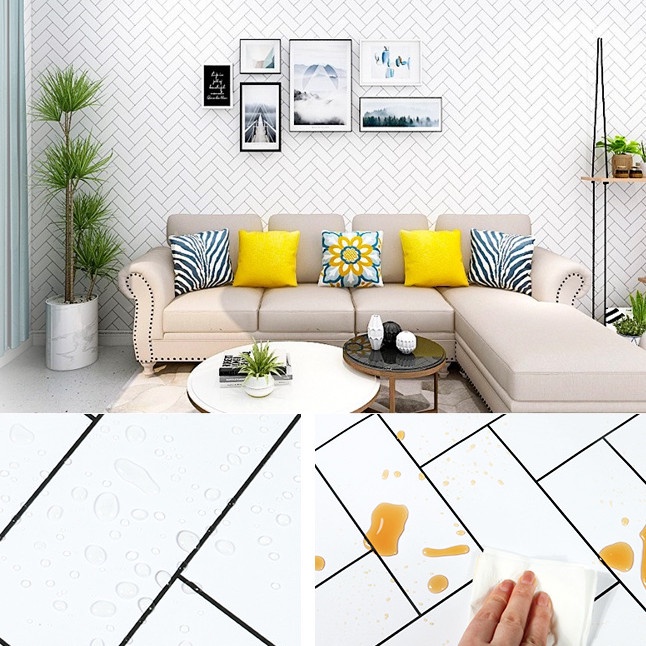 Decal giấy dán tường ĐƯỜNG CHÉO TRẮNG khổ 45cm keo sẵn
