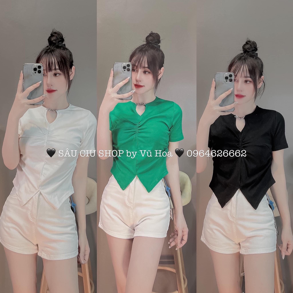 Áo cổ xích rúm ngực vạt xinh