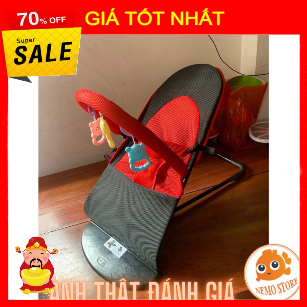 Ghế nhún tạo rung lưới thoáng khí gối đầu - ghế rung nhún đa năng cho bé nằm chơi ngủ uống sữa1079