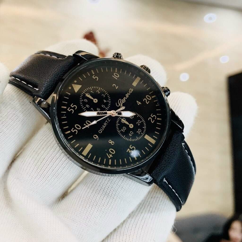 Đồng Hồ Nam GENEVA 40mm Dây Da Cao Cấp Kim BH 12 Tháng GENA4