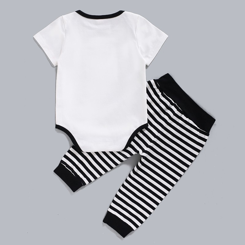 Mikrdoo Newborn Baby Boy Cute Short Sleeve Romper + Pant 2PCS Clothes Set