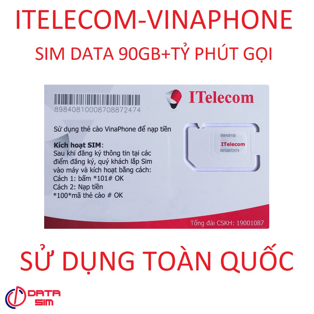 Sim 4G itelecom 90GB gọi vinaphone miễn phí