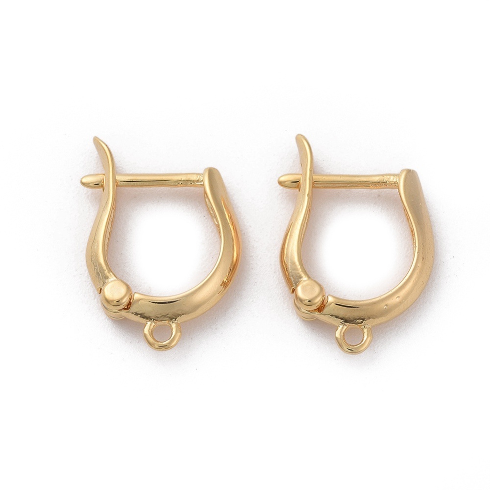 Set 10 phụ kiện khuyên tai dạng xỏ đồng thau với vòng gắn và chốt thép mạ vàng không niken 8x10x1mm lỗ 1.5mm chốt 0.8mm