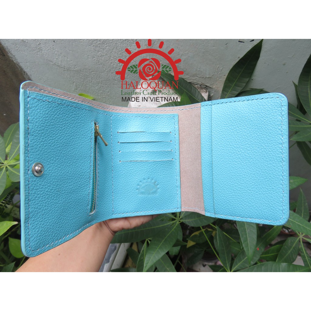 Ví Gập 3 Haloquan  Da Bò Thật Hảo Hạng, Thủ Công Hoàn Toàn, Bảo Hành Trọn Đời. Handmade Top Grain Leather Triple Wallet