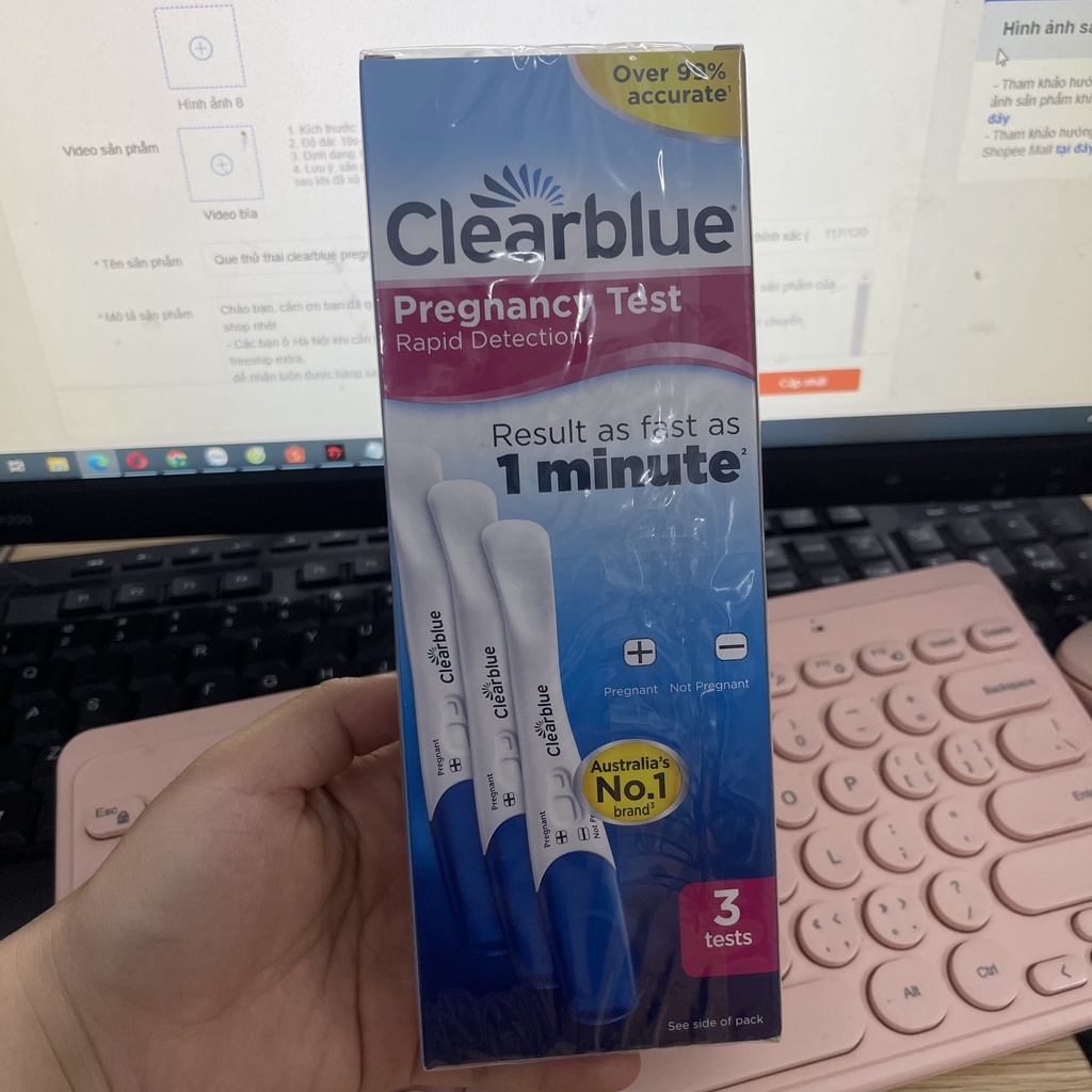 Que thử thai clearblue pregnancy test 1 minutes 1 test, que thử thai điện tử cho kết quả nhanh và chính xác