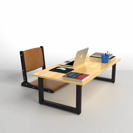 Bàn làm việc (40*80 cao 35cm), bàn ăn gấp gọn {GIÁ TẠI XƯỞNG} chân sắt ngồi bệt màu VÂN GỖ