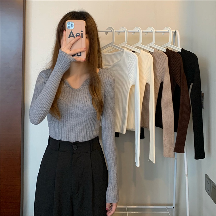 NUZIRO  Áo len cổ chữ V cho nữ