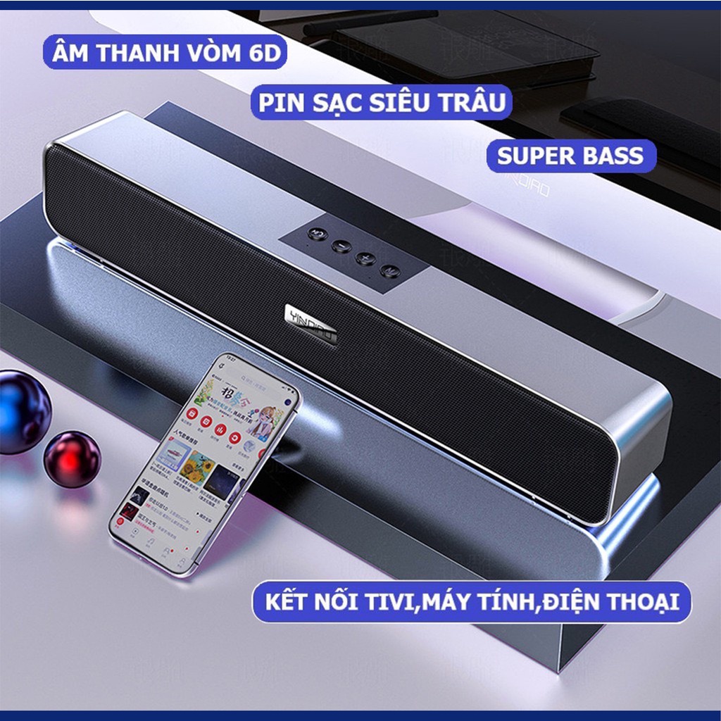 Loa bluetooth mini WK DESIGN D11, Loa thanh mini bluetooth V5.0 hỗ trợ USB thẻ nhớ Jack 3.5 kết nối máy tính | Cún Store