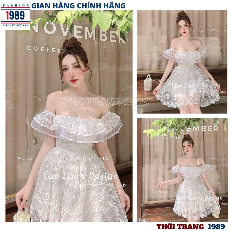 Váy trễ vai ren 2 lớp công chúa kiểu dáng hàn quốc tiểu thư bánh bèo dễ thương ,đầm dự tiệc-PHƯƠNG 1989