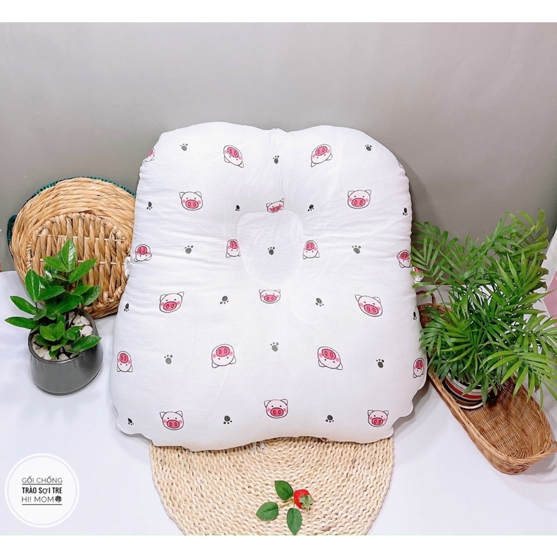 Gối chống chào ngược vải xô Muslin cao cấp oganic Himom cho bé