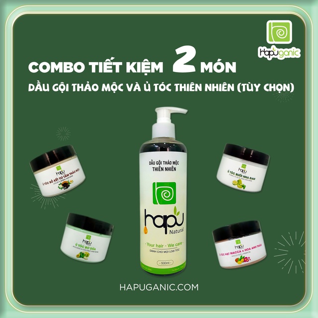 Combo Dầu Gội Thảo Mộc và Ủ Tóc HaPu Organic