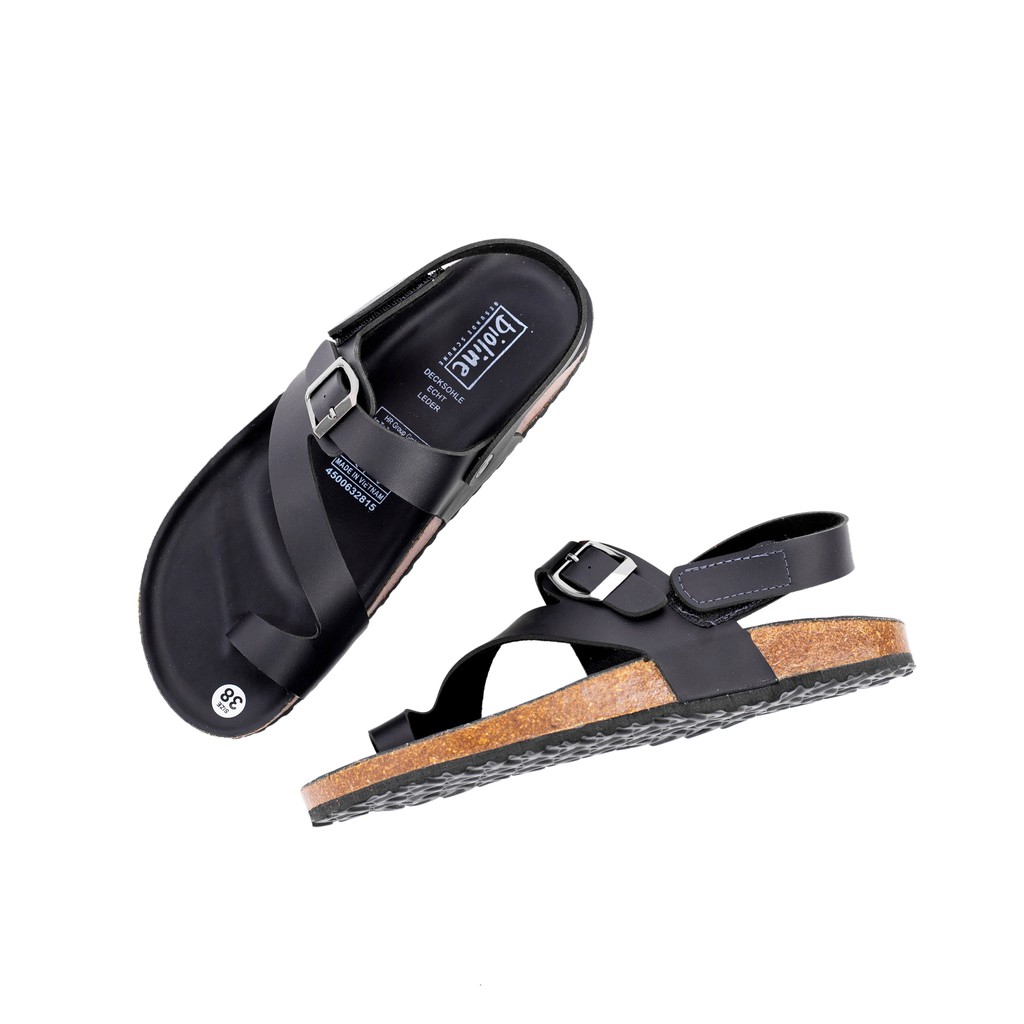 [DA PU/CHỐNG NƯỚC] P06-Dép da sandal xỏ ngón quai chéo siêu êm đế trấu Bioline - Xuất khẩu châu Âu - Blue Store