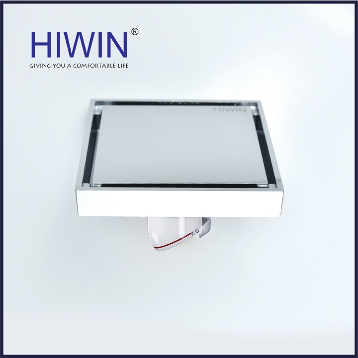 Phễu thoát sàn lát gạch ngăn mùi hôi đồng mạ crom kích thước 120x120mm HIWIN FD-1902A