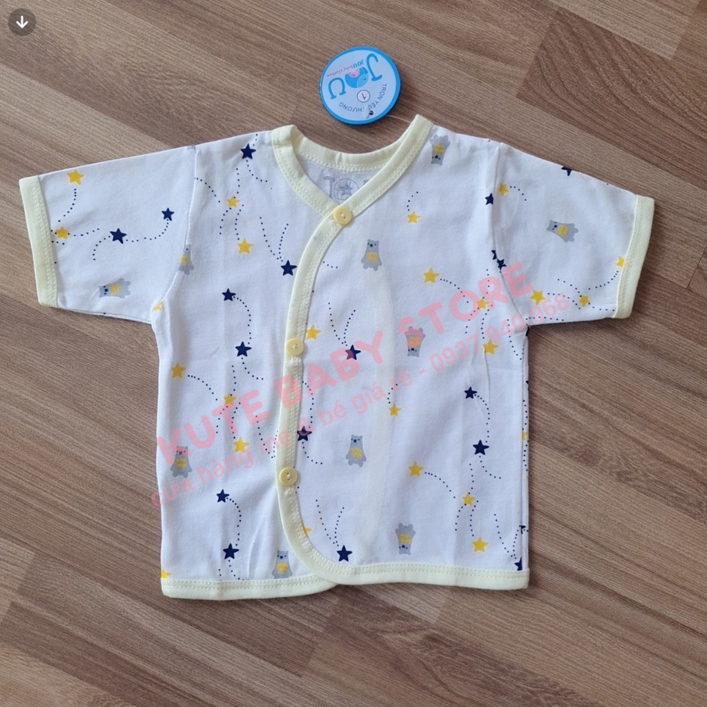 Áo sơ sinh Tay Ngắn Cài Xéo Họa Tiết JOU, chất vải cotton 100% cao cấp mềm, mịn, thoáng mát, hàng giao giống hình