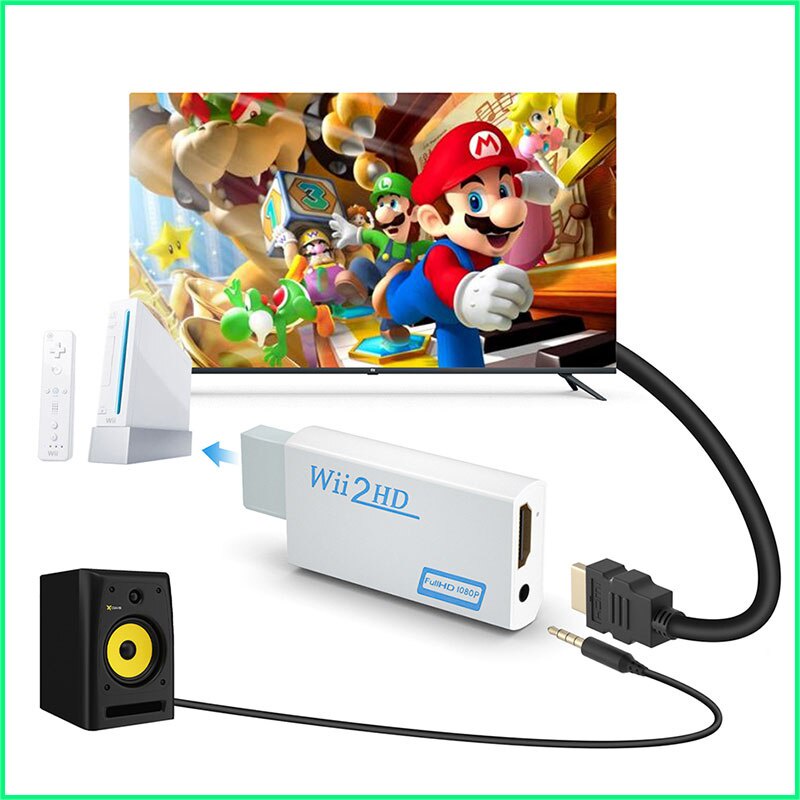 Bộ ChuyểN ĐổI Âm Thanh 3.5mm Sang HDMI Full HD 1080P Wii 2 HDMI Cho PC HDTV