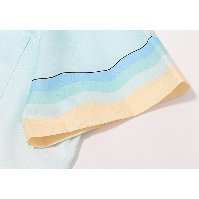 * Áo Sơ Mi Tay Ngắn Thoải Mái Chất Lượng Cao In Họa Tiết Hoa Màu Gradient Phong Cách Hồng Kông